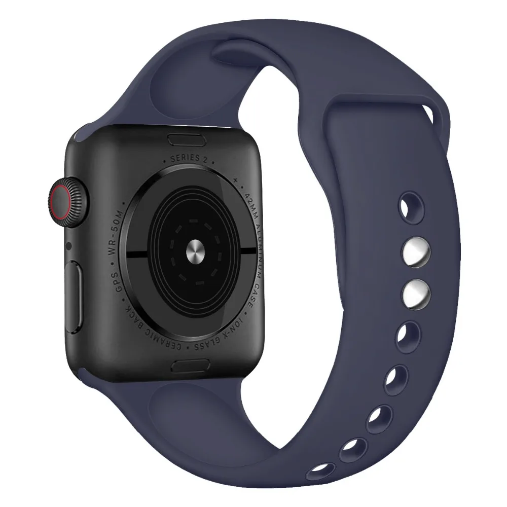 Силиконовый ремешок для Apple watch band 5, 4, 44 мм, 40 мм, рождественский подарок, мягкий наручный ремень с цветочным принтом, ремешок для часов iWatch 3, 2, 38 мм, 42 мм - Цвет ремешка: Midnight blue
