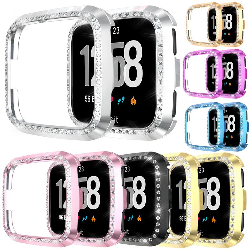 Роскошный Алмазный чехол для часов для Fitbit Versa/Versa Lite чехол для часов Защита оболочки покрытие аксессуаров Корпус для часов ПК