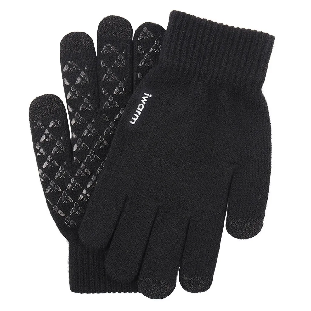 Зимние водонепроницаемые перчатки с сенсорным экраном, противоскользящие перчатки на молнии для мужчин и женщин, женские зимние аксессуары, перчатки для бега, термо - Цвет: Черный