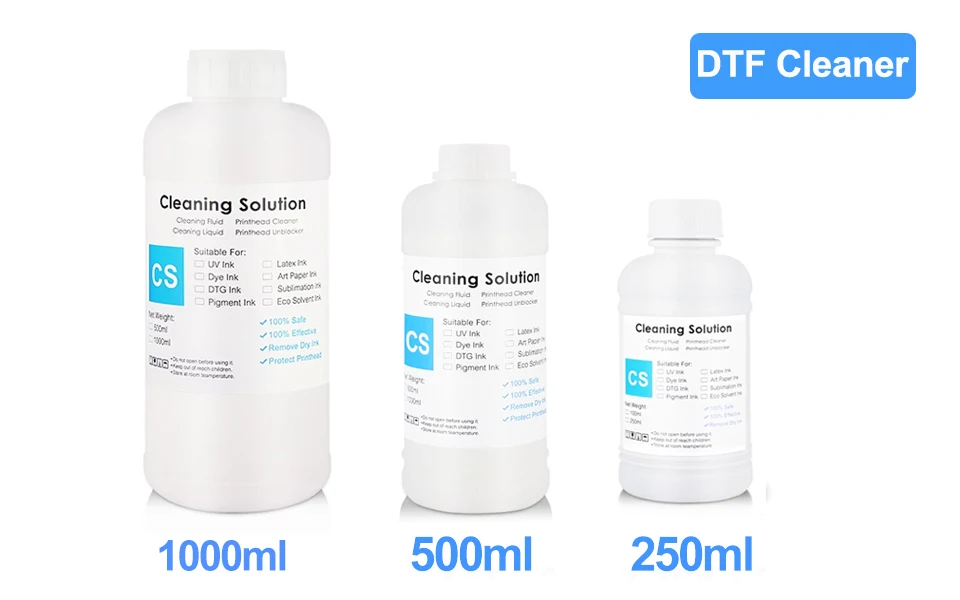 DTF Ink Cleaner Cleaning Solution Liquid For DTF (Direct Transfer Film)  Printer Printhead Tube Cleaning (3 Capacity Options)