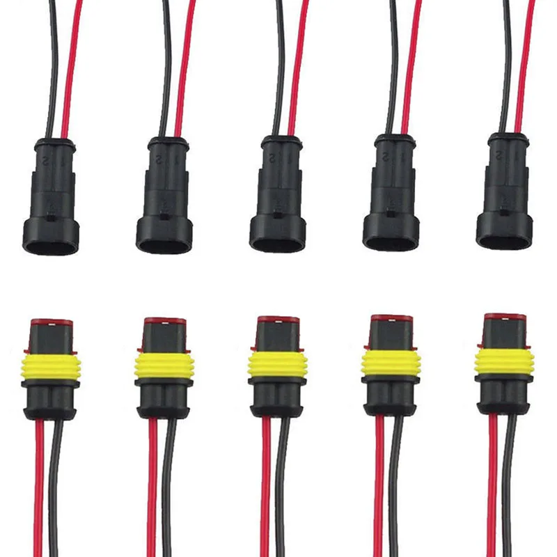 

5 X 2 Pin Way Car Auto Waterproof Electrical Connector Plug Socket Wire Kit New