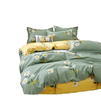 

Cotton Bedding Set 4pcs with Duvet Cover Bed Sheet Pillowcase Soft Skin-Friendly Oversized Pastoral Flowers Bed Linen Set