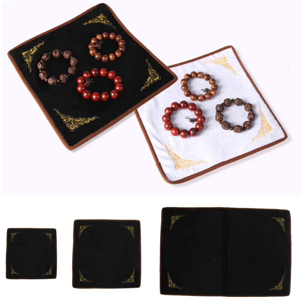

Embroidered Velvet Cloth Counter Mat Bangle Necklace Ring Stand Display Pad