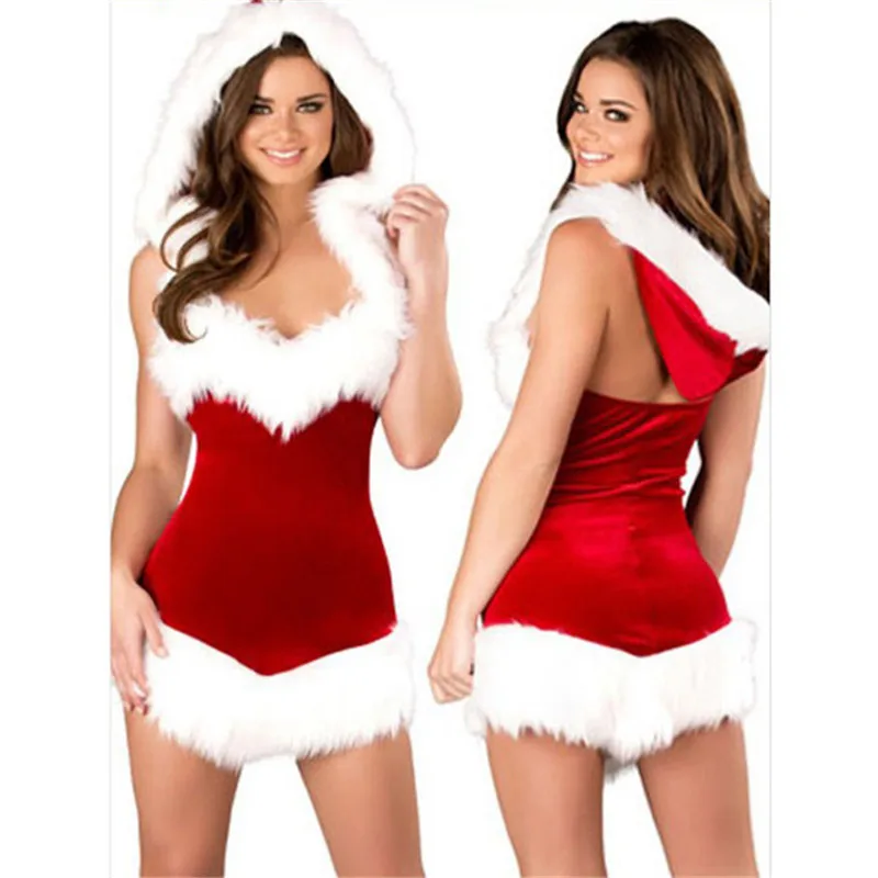Рождественский маскарадный костюм, Новогодняя униформа, сценическое цельное платье для взрослых женщин, Униформа, соблазнительный костюм - Цвет: No trousers ring