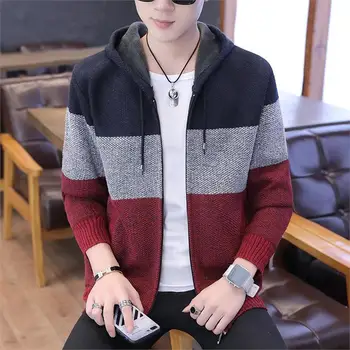 

Fashion Baseball Collar Cardigan Sweater Men 2019 Autumn Winter zipper jacket clothes chompa hombre pull homme hiver men sweater