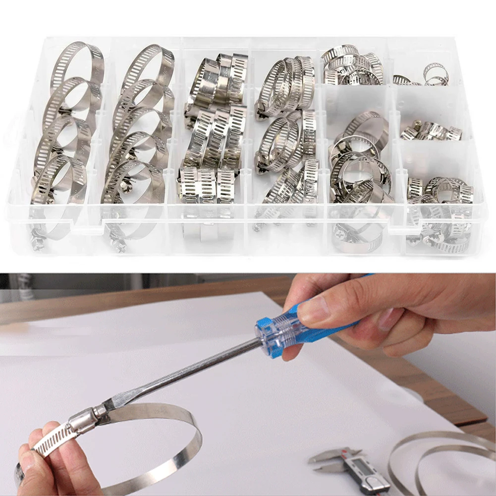 

80pcs Fuel Air Pipe Gasoline Single Ear Clamp Household Stainless Steel Sealing Hose Clamp Car Replacement Parts Home Supplies