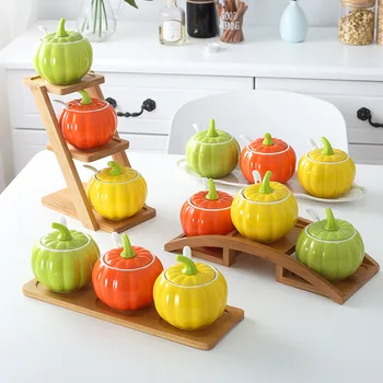 

Pumpkin Little Apple Spice Seasoning Pot Set Ceramic Creative Seasoning Bottle Salt Seasoning Bottle Three Piece Single Pack