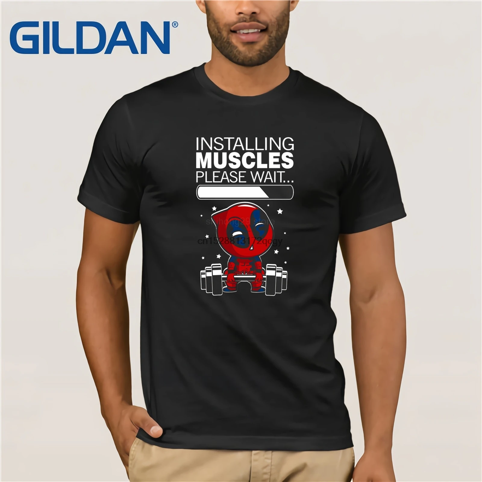 Brand Installing Muscles Please Wait Baby Deadpool T-Shirts 2019 Summer Men Short Sleeve T-Shirt | Мужская одежда