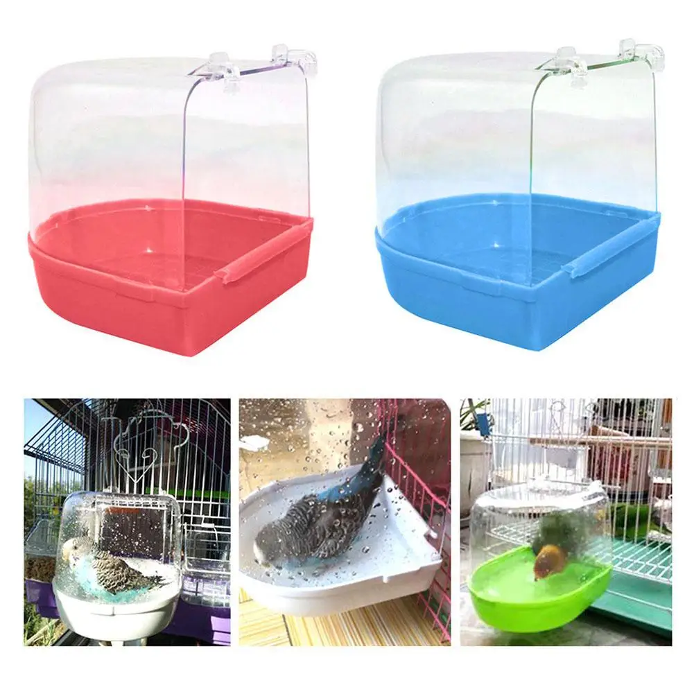 

Durable Pet Bird Transparent Bathing Tub Bathtub Shower Box Hanging Cage Decoration