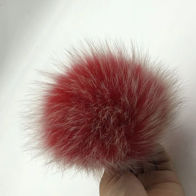 15 см натуральный животный Hairball Hat помпон ручной работы DIY действительно енот большой волос шар шляпа помпон с пряжкой