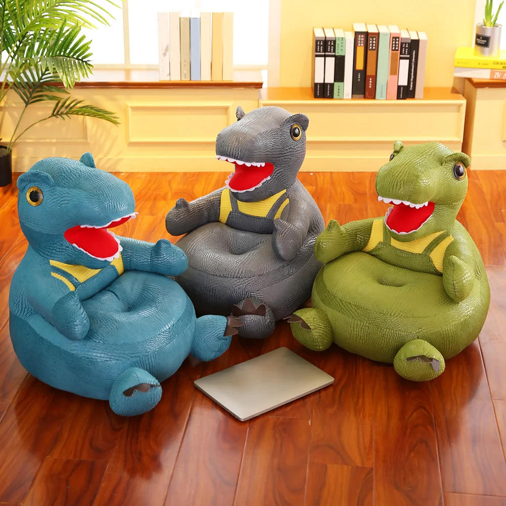 Funda de sofá de dinosaurio de dibujos animados para bebé, soporte para asiento lavable, aprendizaje para sentarse, funda para silla de bebé de felpa, sin relleno