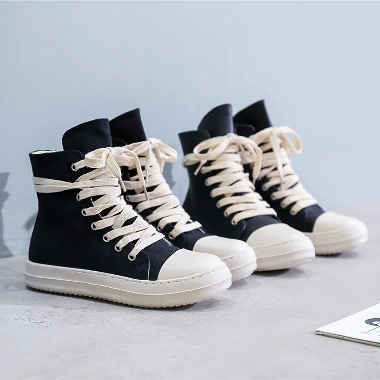 

High-top Shoes for Men and Women Couples Thick-soled Canvas Shoes for Fall/winter 2021 New Wild Student Casual Shoes Tide