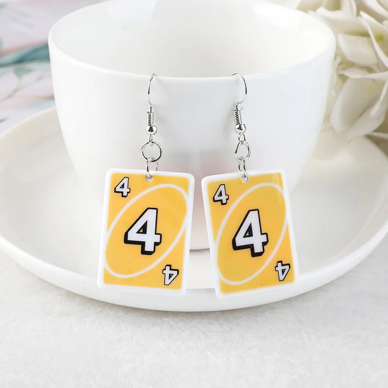 1Pair Drop Earrings  Magic Poker Game Card Crafts Dangle Acrylic Jewelry for Children and Woman