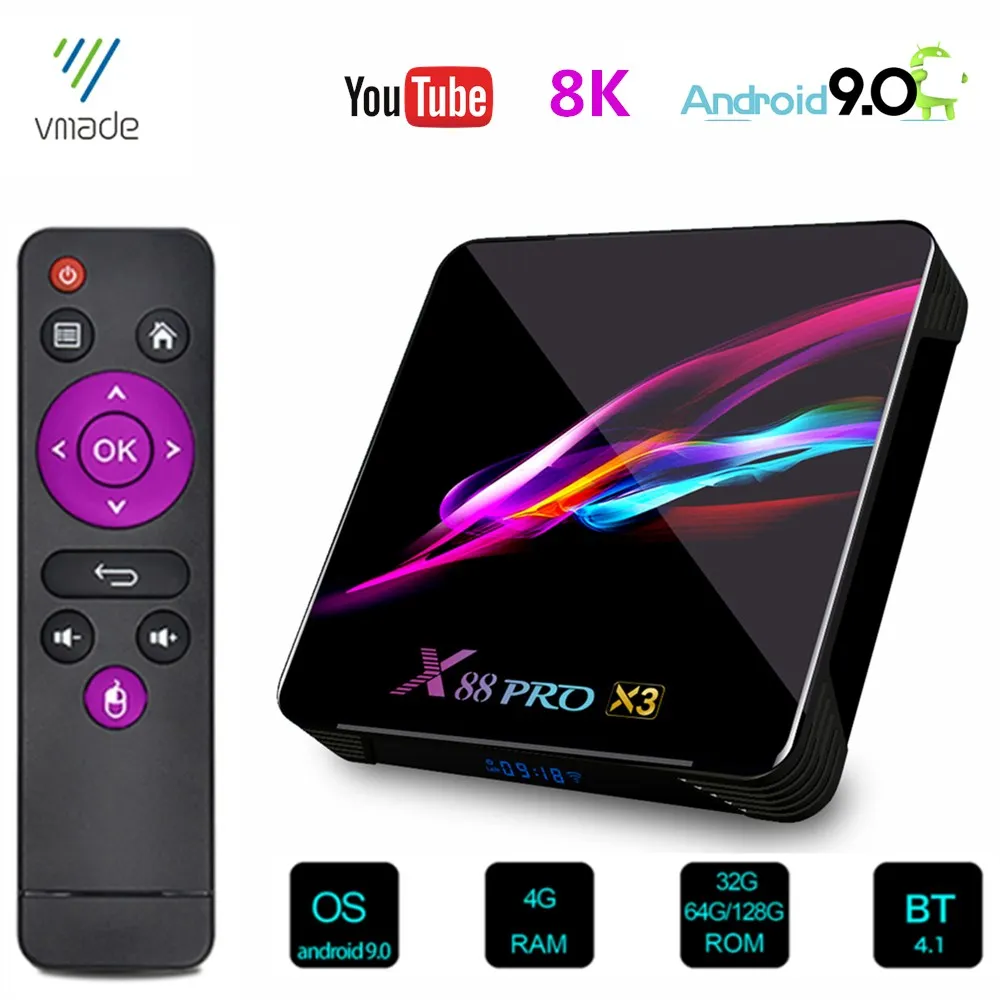 

Android TV Box Android 9 HD 8K WIFI 2.4/5G Smart TV Box Bluetooth 4.1 4G 128GB Support Google Youtube Media Player Set Top Box
