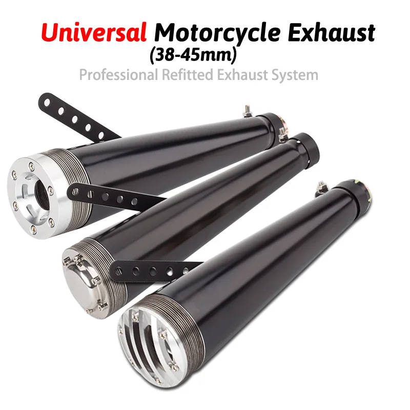 

Universal 38-45mm Motorcycle Muffler Exhaust Retro Vertical Back Pressure Case For Harley-Davidson GY6 CBR CBR125 CBR250 M1013