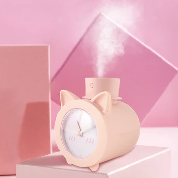 

420Ml Time Humidifier USB Essential Oil Diffuser for Home Office LED NightLight Lamp Pink