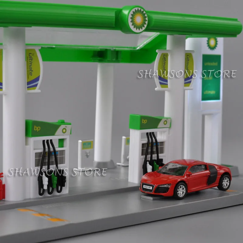 Газовая АЗС автосервис Playset с 1: 64 Литой автомобиль модель миниатюрная Игрушечная копия