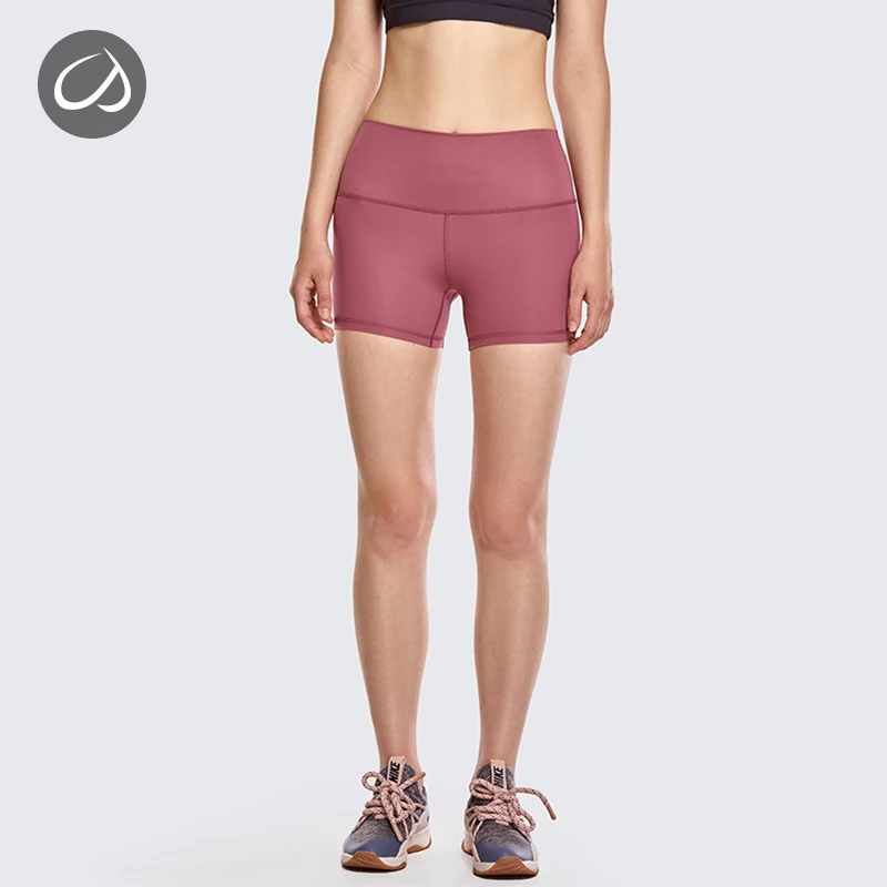 CRZ YOGA Women's Brushed Naked Feeling II High Waist Tummy Control Sports Workout Yoga Shorts-4 Inches