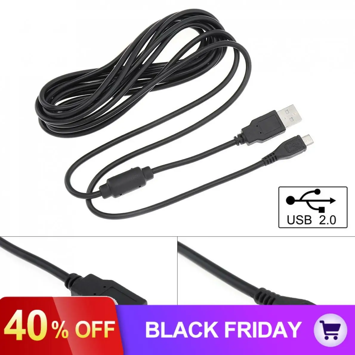 Черный 3 м/10Ft Micro USB игровой контроллер адаптер Play кабель для подзарядки и передачи для PS4 xbox один