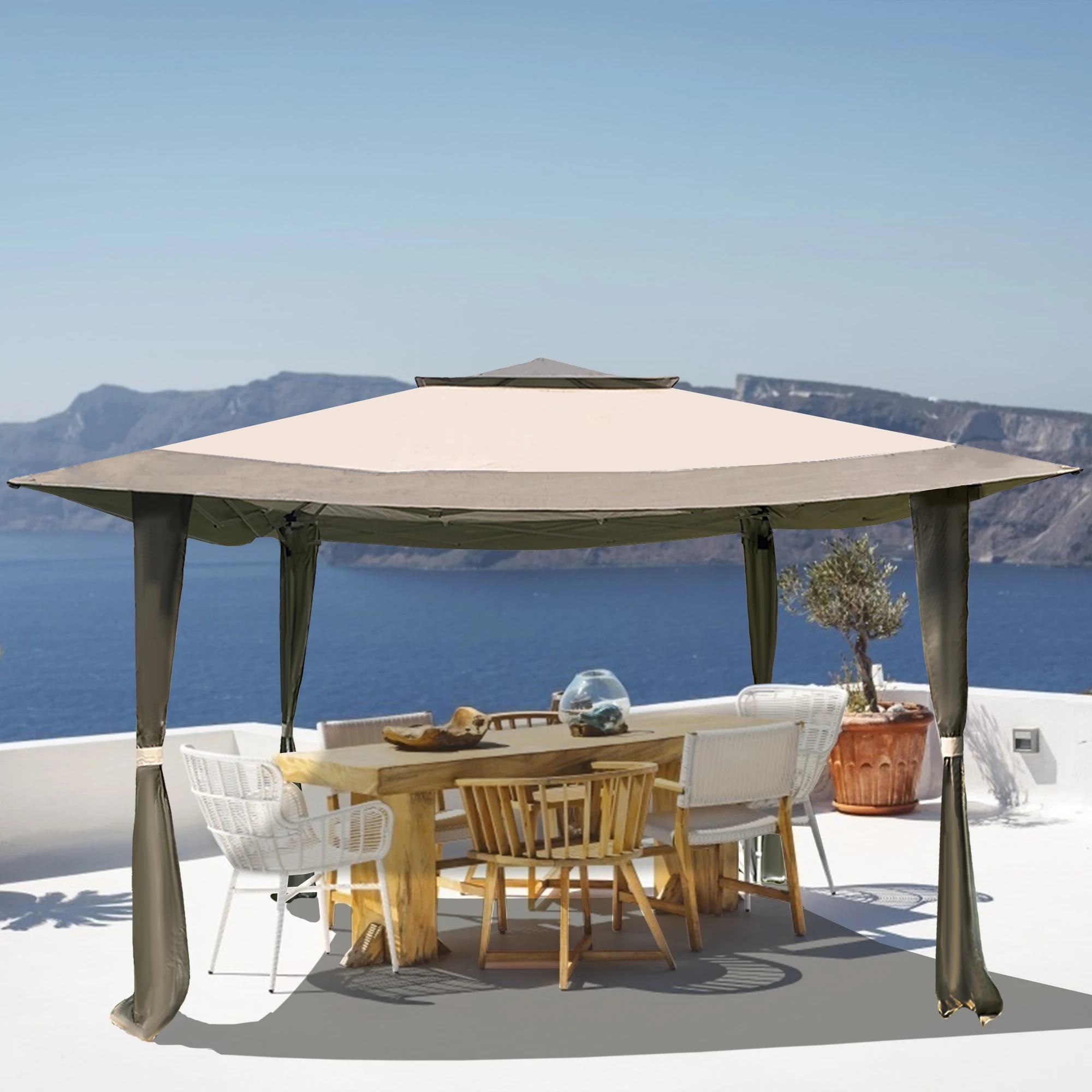 

11x11Ft Outdoor Pop Up Gazebo Tent Suitable for Patio&Garden 140 Square Feet Shade Portable W/ Carry Bag&Counterweight Sandbags