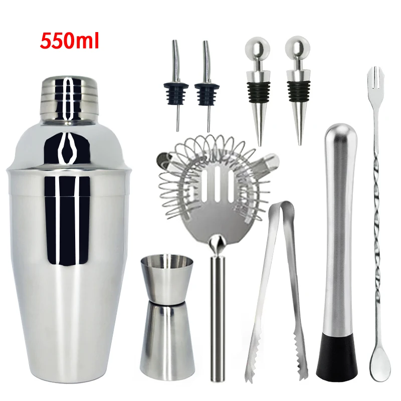 10Pcs 550ML 750/600 мл 12 шт./компл. Нержавеющая сталь ликера красное вино шейкер для коктейлей смеситель вино мартини шейкер бармен пить вечерние Барные инструменты - Цвет: 10Pcs 550ML