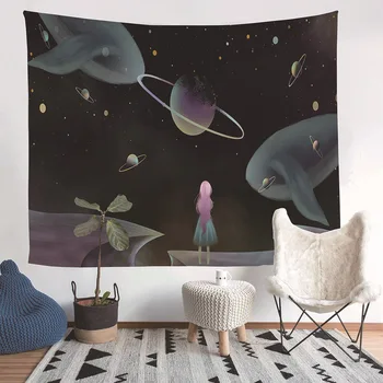 

Bohemian Seascape Tapestry Tapestry Tapestry Sunset Seaside Landscape Beach Towel Universe Wall Hanging Abstract Shark Tapestry