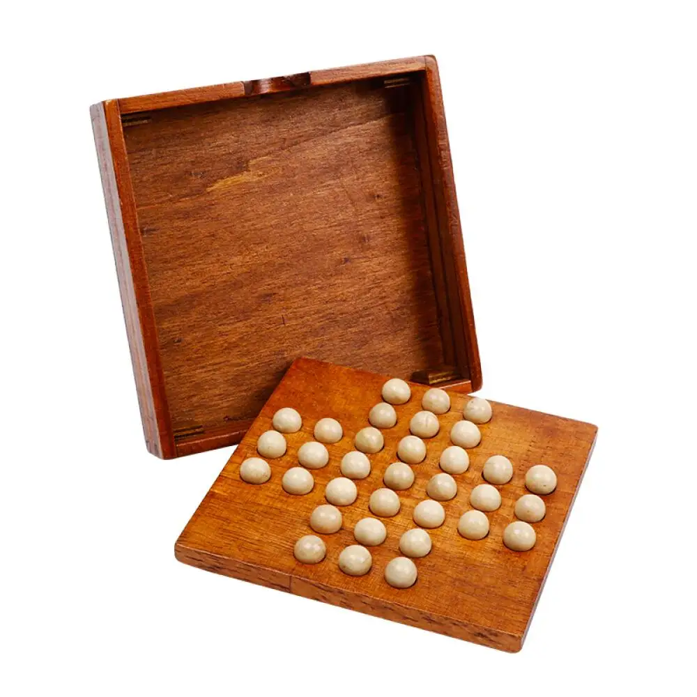 Wooden Solitaire Europe Board Cognitive Diamond Chess Classic Toys Fun Games