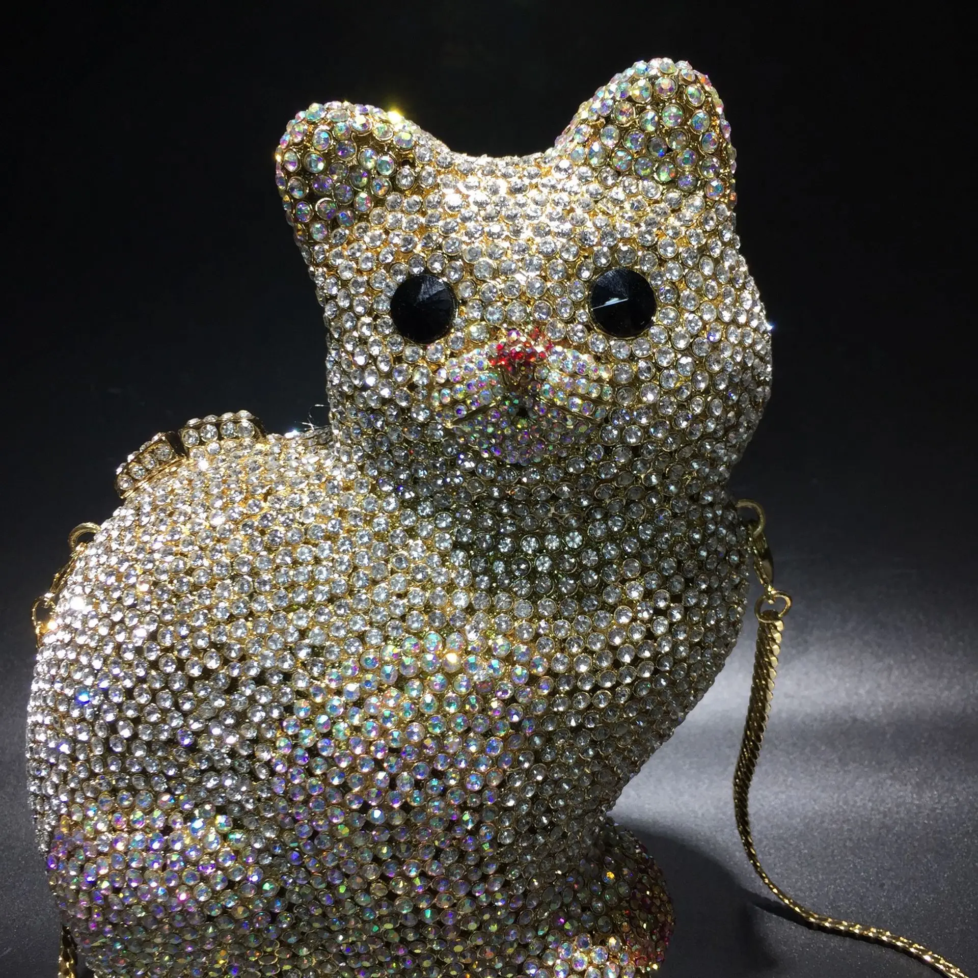 luxury handmade cat  crystal diamond party  evening bridal handbag 