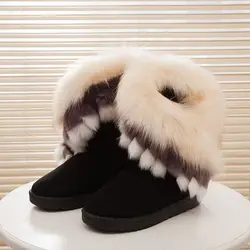 Ботинки на меху; зимние теплые женские ботильоны; зимняя обувь; Новинка 2019 года; стильные женские зимние ботинки из флока с круглым носком;