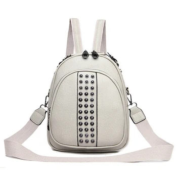

Designer Backpack Purse For Women 2020 Pu Leather Rivet Backpack Ladies Travel Bag Sac A Dos Backpacks For Teenagers Girls main