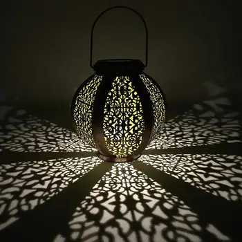 

Garden LED Solar Lighting Power Hanging Hexagonal Yard Light Lamp garden light Flicker Flame Light Landscape Yard