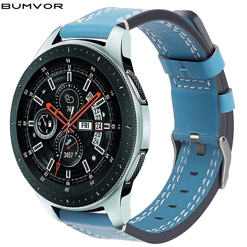Кожаный ремешок huawei gt 2 для Samsung Gear sport S2 S3 Classic Frontier galaxy watch 46 мм huami amazfit Bip мужской