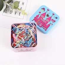 Корейская мода ультра-стрейч одноразовые цветные детские маленькие повязки для волос простая железная коробка не повреждает повязку для волос