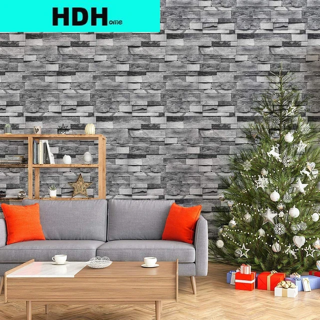 Papel tapiz de ladrillo gris autoadhesivo, papel de contacto, pelar y  pegar, efecto de piedra sintética, papel de pared para decoración de paredes  - AliExpress