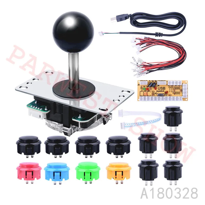 

Black Color 4way/8way Sanwa style joystick with Sanwa style push buttons with Zero delay USB Control Board for Arcade Game Parts