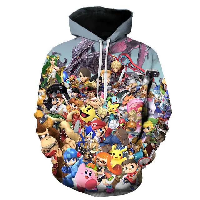 Super Mario Bros games Cartoon Casual Children s Clothing Boys and Girls Hoodie Pullover Hoodie