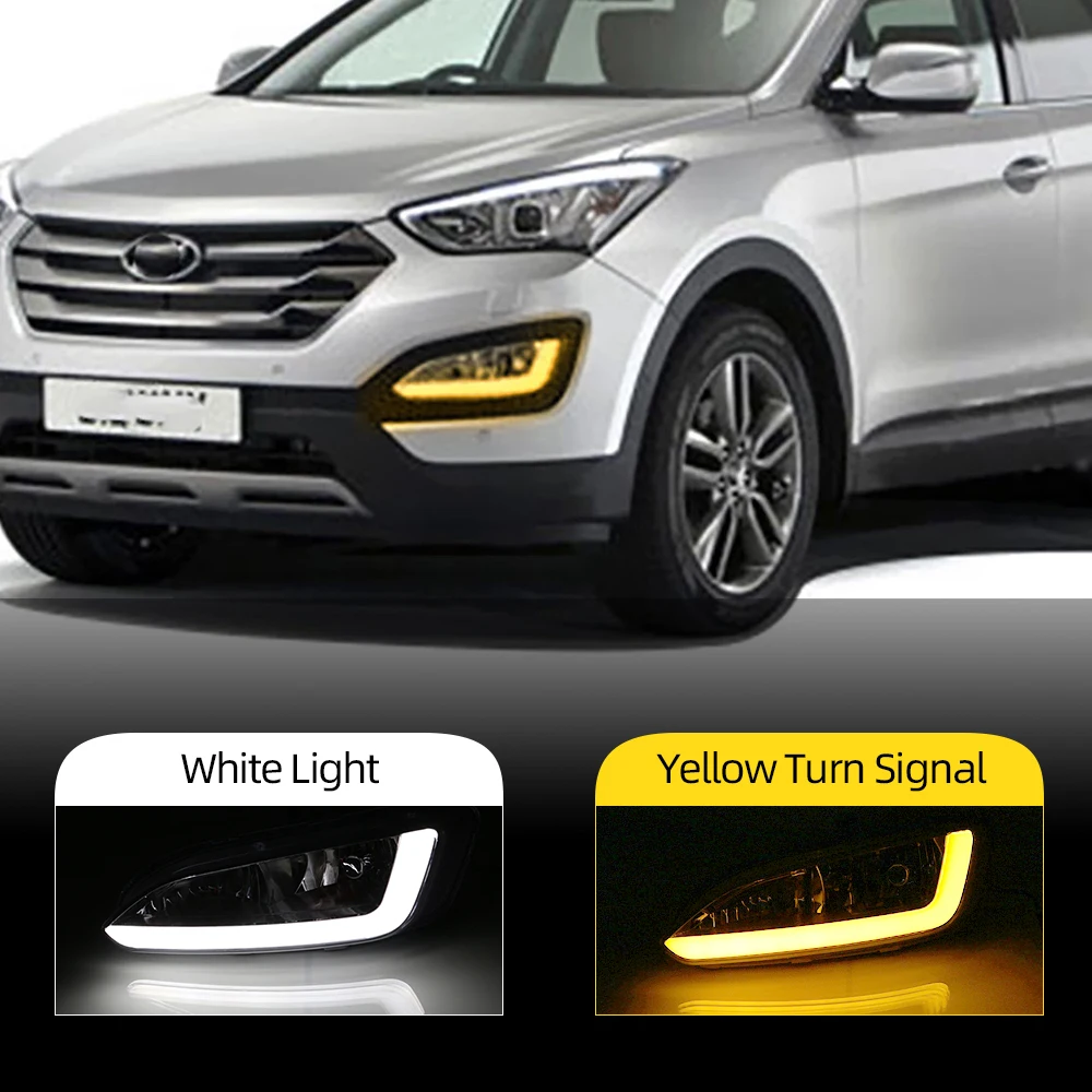 Светодиодные дневные ходосветильник 2 шт. для Hyundai Santa Fe IX45 2013 2014 2015 автомобильные