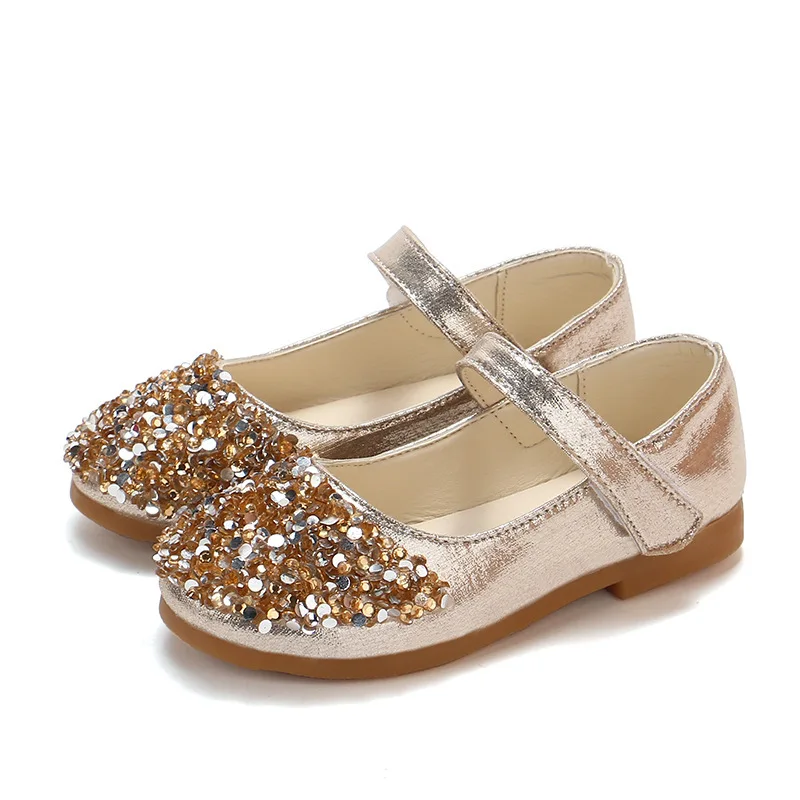 JGVIKOTO Mary Janes Girls Shoes With Rhinestone Fashion Princess Sweet Antiskid Soft Children's Flats Kids Glitter Party Shoes sports shoes kids sneakers kids shoes kids sports shoes kids flats