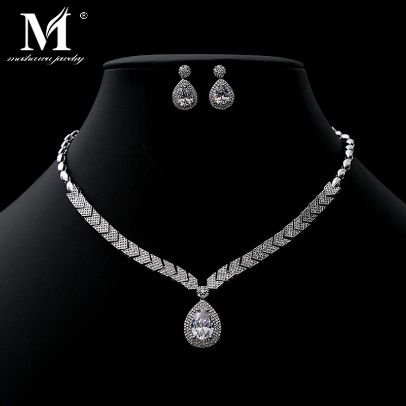 

Exquisite Jewelry Sets For Women Wedding Party Jewelry Accessories AAA Zircon Cubic Zircon Stud Earrings & Necklace Gift