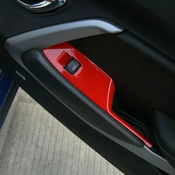 

Car Windows Lift Switch Panel Cover Trim Bezel Red For Chevrolet Camaro 2017+ New High Quality ABS 2X