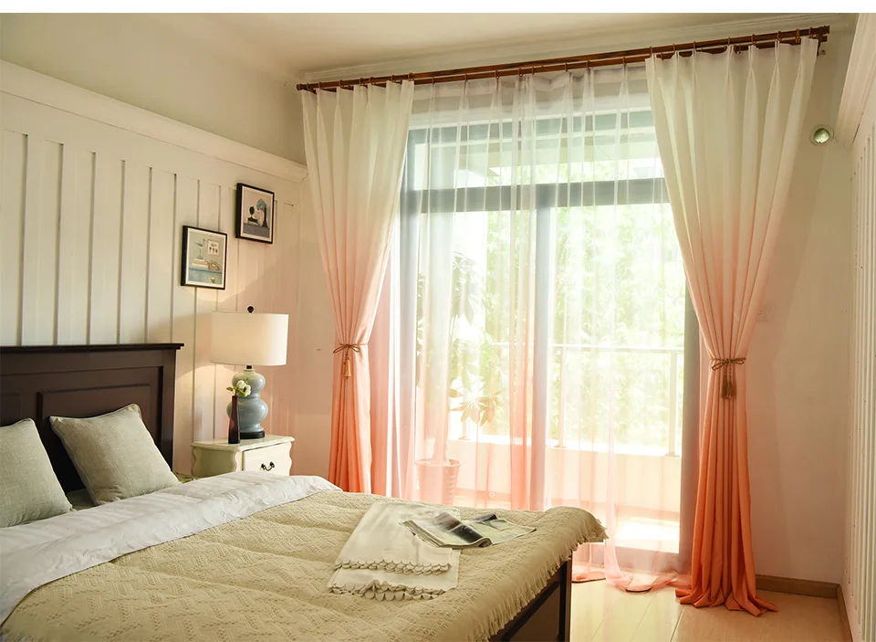 cortina de cor gradiente para sala de tratamento de janelas tule cortina para painel cortinas finalizadas