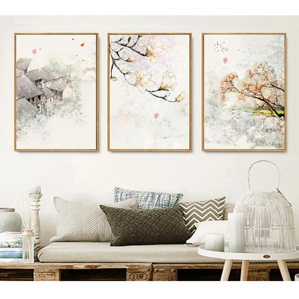 

Canvas Modern Printed Chinese Style Ink Painting Poster Home Decoration Painting Wall Art Simple Picture For Living Room Modular