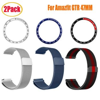 

2in1 Bracelet GTR 47MM Strap with Case Protector Bezel Ring Stainless Steel Strap For Xiaomi Amazfit GTR 47MM Watch Accessories