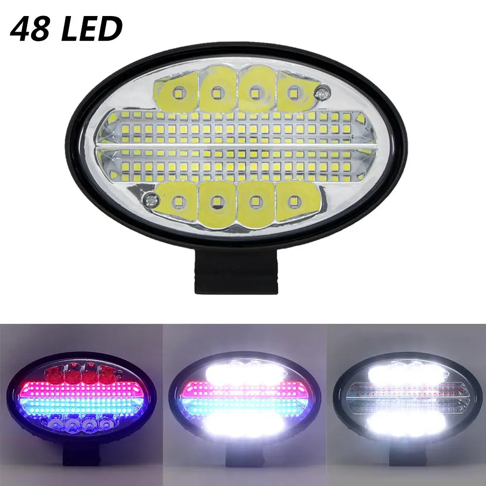 Red blue 2 цвета 48LED автомобильный рабочий светильник 44 Вт точечный головной светильник водонепроницаемый противотуманный фонарь для внедорожника грузовика трактора лодки прицепа внедорожника 10-35 в - Испускаемый цвет: Red blue
