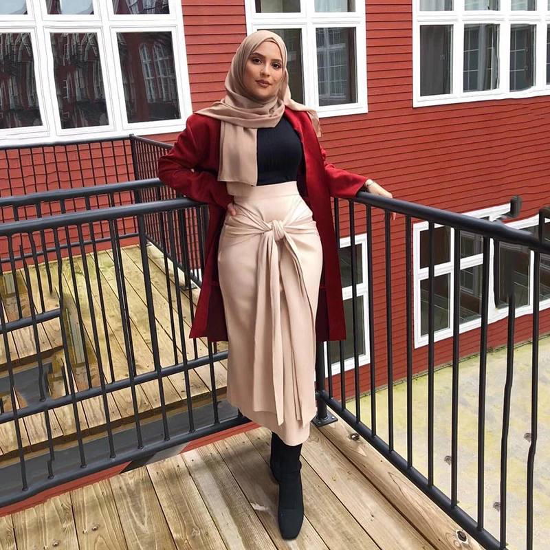 

Malaysian national wind straps long section high waist bottom skirt summer Muslim Dubai fashion pencil bag hip skirt skirt