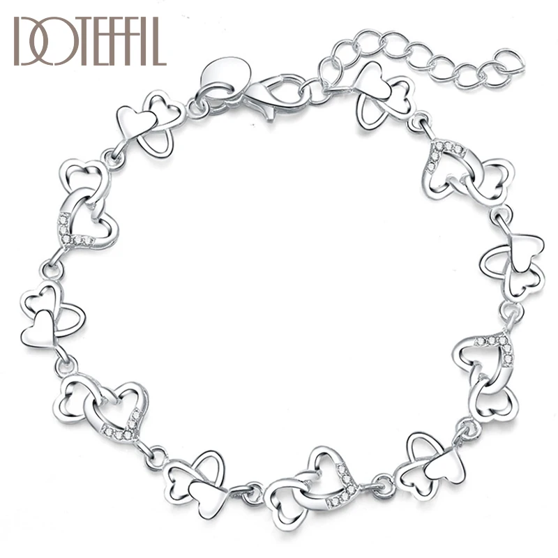 

DOTEFFIL 925 Sterling Silver FULL Heart AAA Zircon For Women Wedding Engagement Party Fashion Jewelry