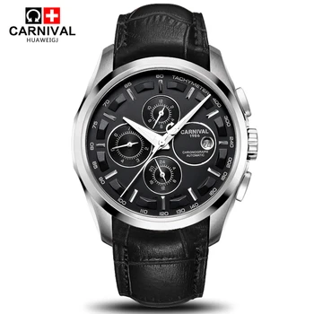 Relojes de pulsera para hombre marca suiza terr automatica reloj de pulsera de cuero de lujo a la moda reloj a prueba de agu