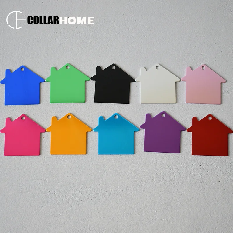 100pcs Wholesale house-shaped dog ID tags blank nameplate puppy cat pendant engraved name logo cute collar dog tags accessories