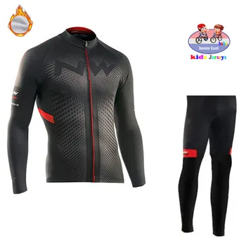 

2019 Kids Winter Thermal Fleece Cycling Jersey Set Boys Jersey Suit Sport Riding Bike MTB Children Cycling Clothing Long Pant