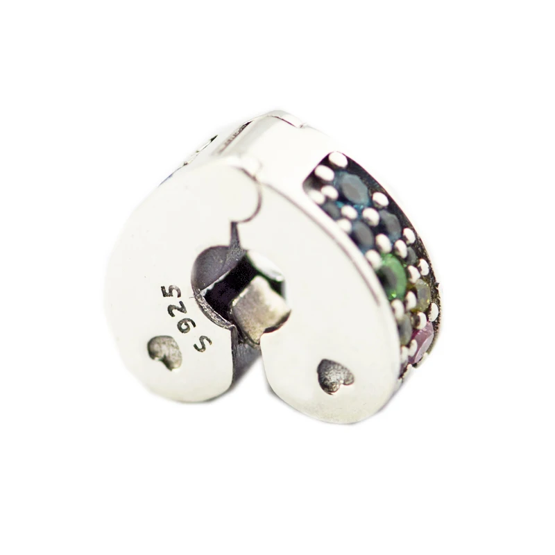 

QANDOCCI DIY Fits for Pandora Charms Bracelets Multi-Colored Arc of Love Clip Beads 100% 925 Sterling-Silver-Jewelry